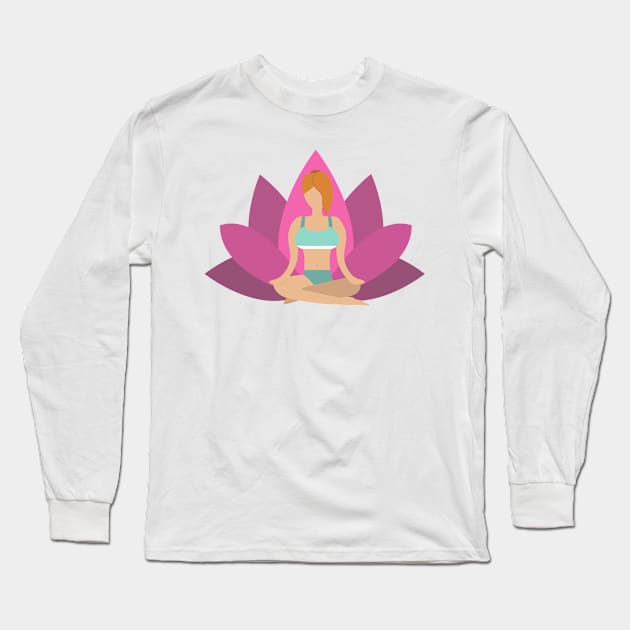 Meditating woman Long Sleeve T-Shirt by Relaxing Positive Vibe